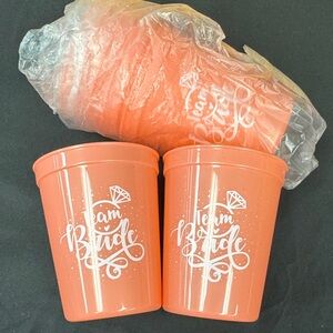 7 pack Team Bride Orange Party Cups peachy pink new plastic drinking cups game